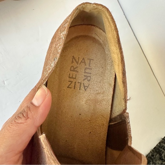 Naturalizer Belinda Tan Suede Snakeskin Pointed Toe Ankle Booties Loafers 8.5 - Picture 8 of 9